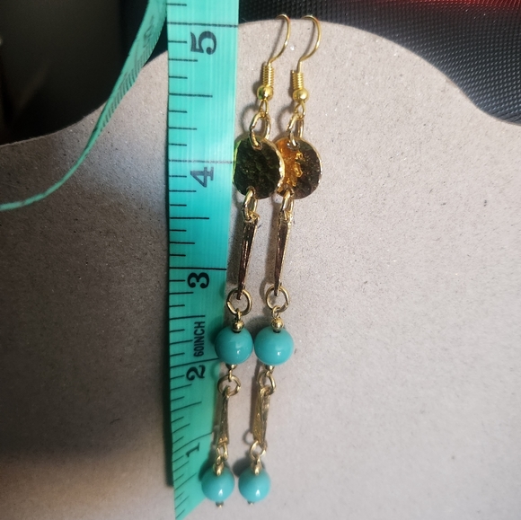 4 5" Gold Tone Hook Long Beaded Dangle Earrings Tony Alexander Jewelry - Picture 2 of 3